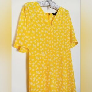 JUICY COUTURE Black Label Vintage 100% SILK Yellow Floral Maxi Dress Size 8